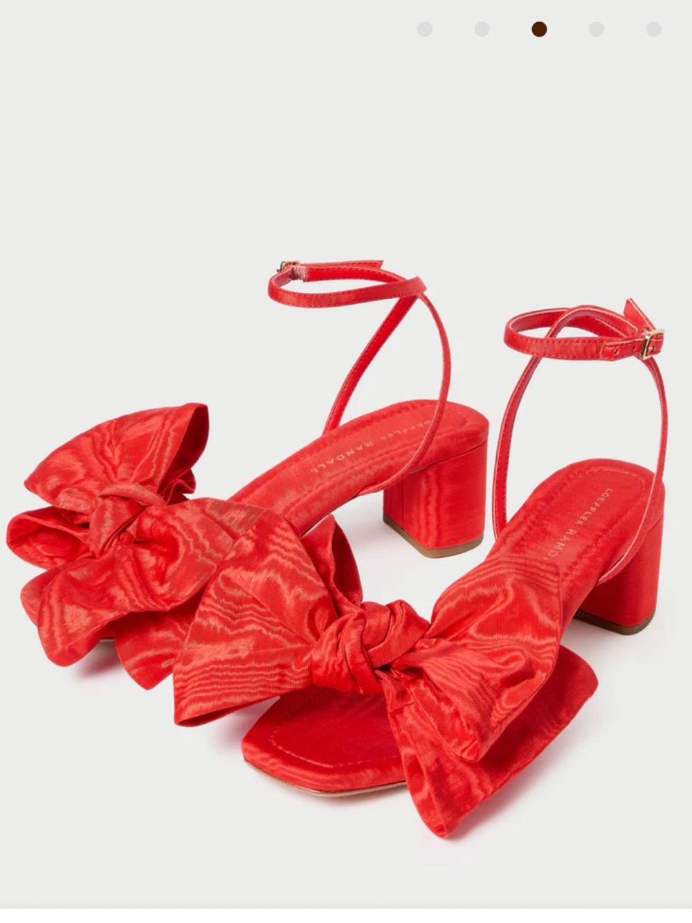 Loeffler Randall Red Bow Block-Heel Ankle-Strap Sandals